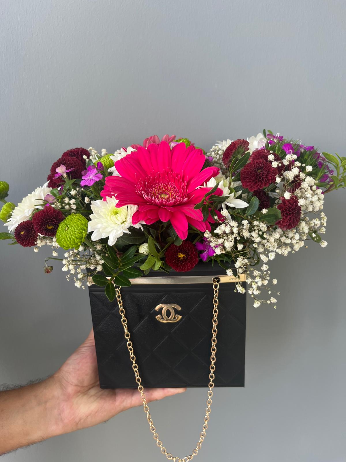 Black Chanel bag mix Flowers 