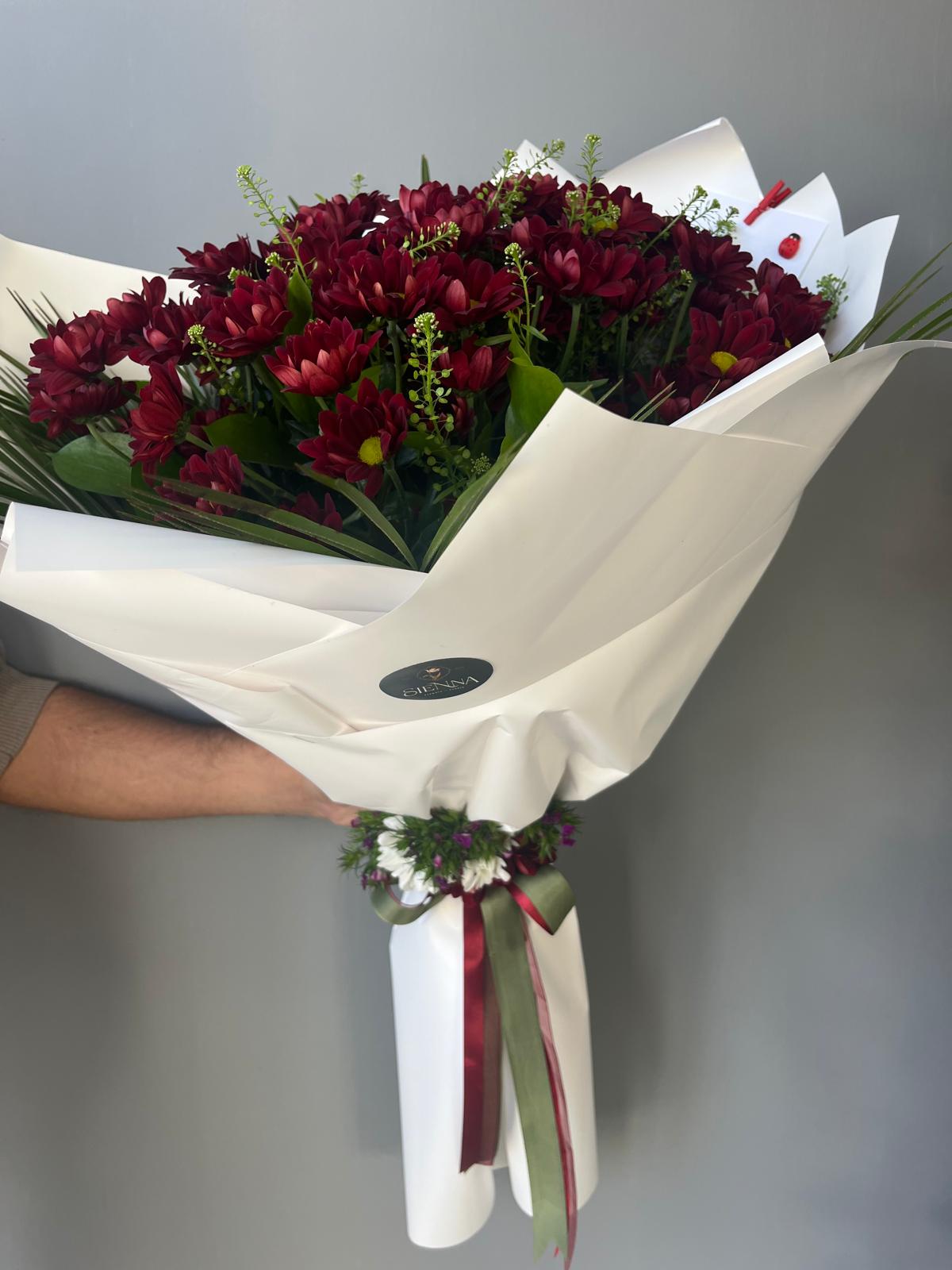 Bordo Krizantem Buketi